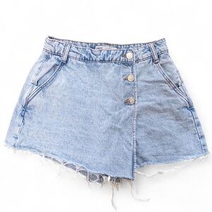 Zara Denim Skort XS Light Wash Button Front Skirt Shorts